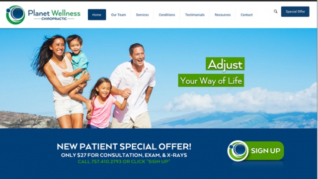 Planet Wellness Chiropractic Website Design by The Rogers Agency