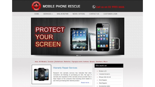 Mobile Phone Rescue website by eSoft Technologies