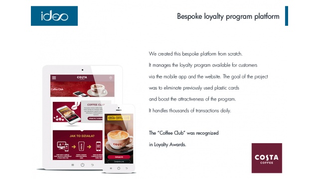 Bespoke platform for the Costa Coffee loyalty program by Ideo