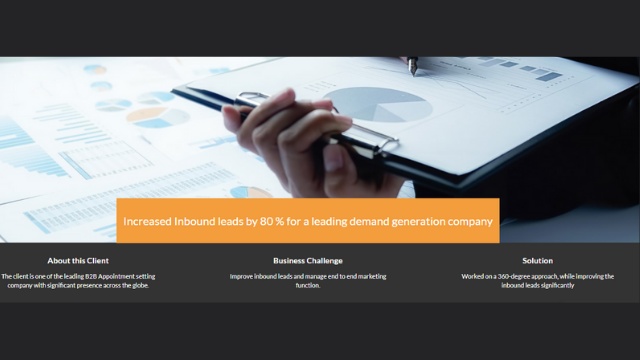 Increased Inbound leads by 80 % for a leading demand generation company by Markivis Pvt. Ltd.