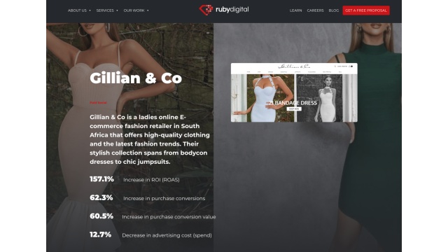 Gillian &amp; Co (Paid Social) - Increase in ROAS - Higher Purchase Conversions &amp; Purchase Conversion Value - Improved Ad Spend by Ruby Digital