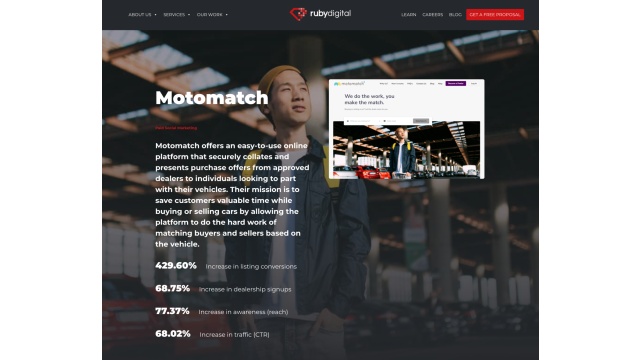 Motomatch (Paid Social) - Higher Listing Conversions &amp; Dealer Signups - Improved Traffic &amp; Awareness by Ruby Digital