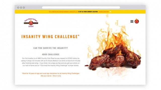 East Coast Wings + Grill Website Campaign by Saturday Brand Communications