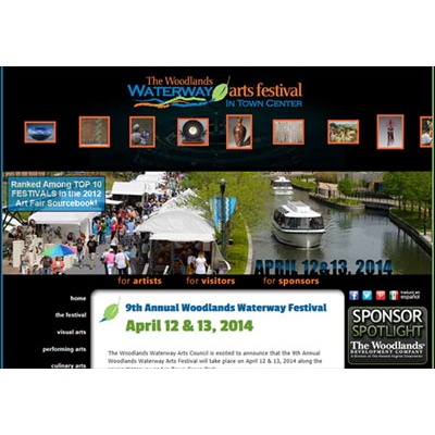 The Woodlands Waterway Arts Festival Website Design by Websoft Publishing Company