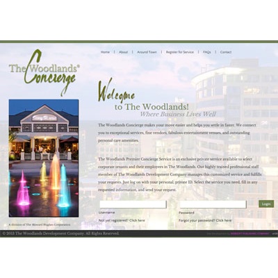 The Woodlands Concierge Website Design by Websoft Publishing Company
